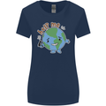 Environment Help Me Climate Change Womens Wider Cut T-Shirt Navy Blue