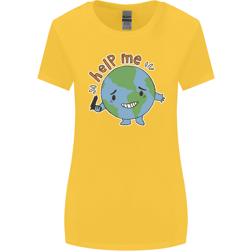 Environment Help Me Climate Change Womens Wider Cut T-Shirt Yellow