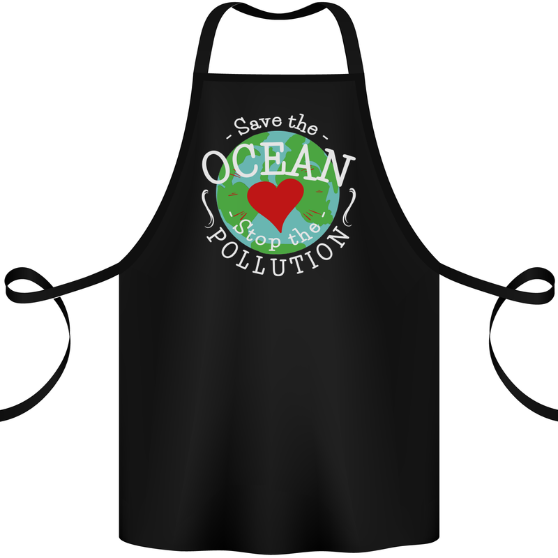 Environment Save the Ocean Stop Pollution Cotton Apron 100% Organic Black