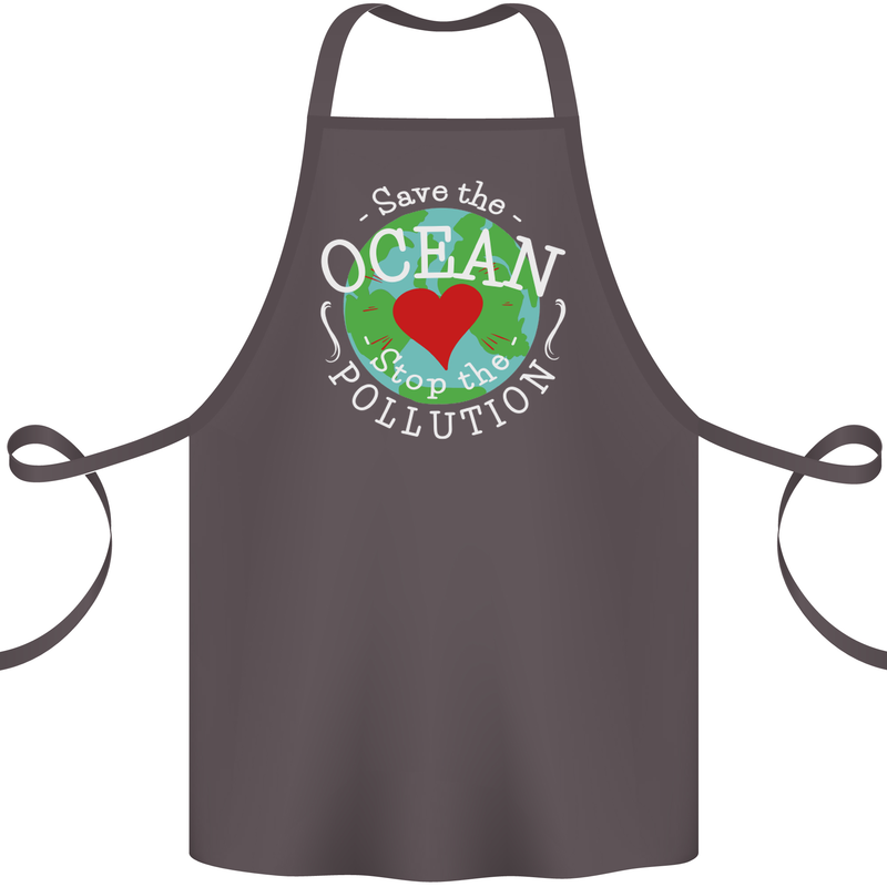 Environment Save the Ocean Stop Pollution Cotton Apron 100% Organic Dark Grey