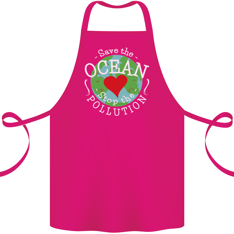 Environment Save the Ocean Stop Pollution Cotton Apron 100% Organic Pink