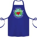 Environment Save the Ocean Stop Pollution Cotton Apron 100% Organic Royal Blue