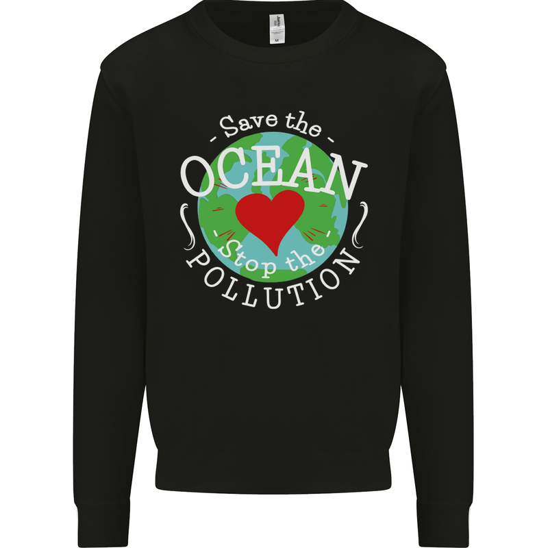 Environment Save the Ocean Stop Pollution Kids Sweatshirt Jumper Black