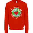 Environment Save the Ocean Stop Pollution Kids Sweatshirt Jumper Bright Red