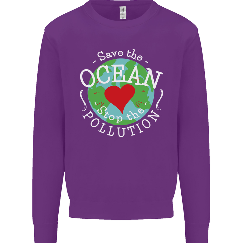 Environment Save the Ocean Stop Pollution Kids Sweatshirt Jumper Purple