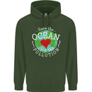Environment Save the Ocean Stop Pollution Mens 80% Cotton Hoodie Forest Green
