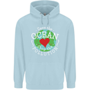 Environment Save the Ocean Stop Pollution Mens 80% Cotton Hoodie Light Blue