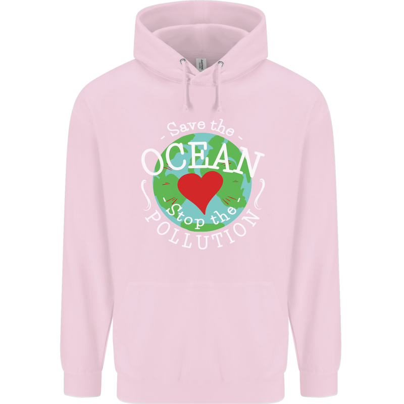 Environment Save the Ocean Stop Pollution Mens 80% Cotton Hoodie Light Pink