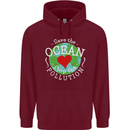 Environment Save the Ocean Stop Pollution Mens 80% Cotton Hoodie Maroon