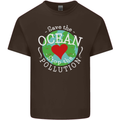 Environment Save the Ocean Stop Pollution Mens Cotton T-Shirt Tee Top Dark Chocolate