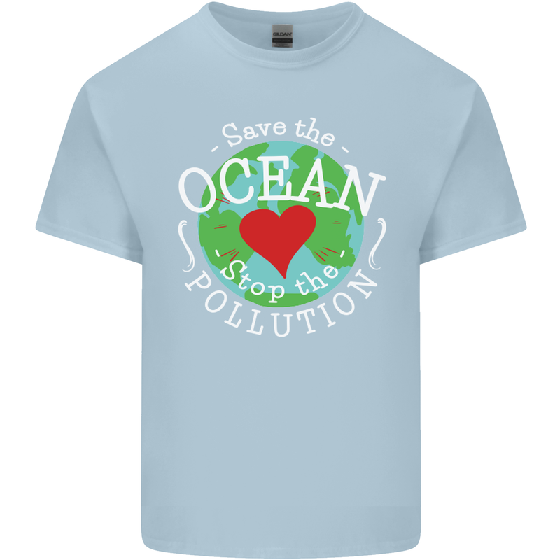 Environment Save the Ocean Stop Pollution Mens Cotton T-Shirt Tee Top Light Blue