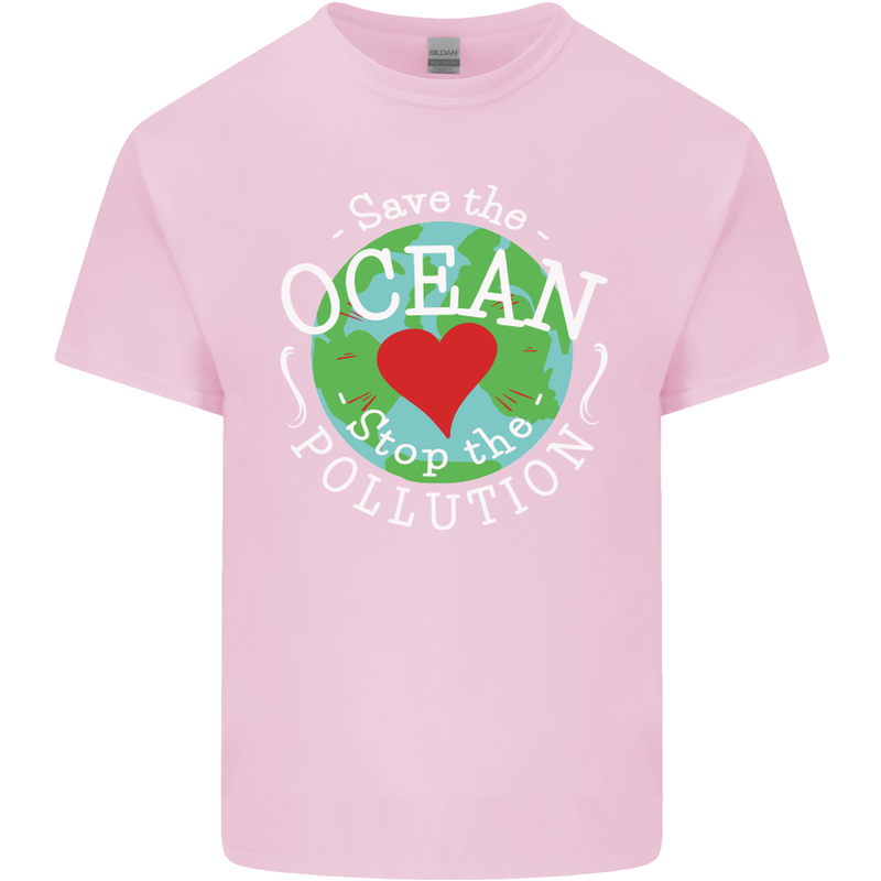 Environment Save the Ocean Stop Pollution Mens Cotton T-Shirt Tee Top Light Pink