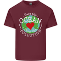 Environment Save the Ocean Stop Pollution Mens Cotton T-Shirt Tee Top Maroon