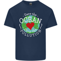 Environment Save the Ocean Stop Pollution Mens Cotton T-Shirt Tee Top Navy Blue