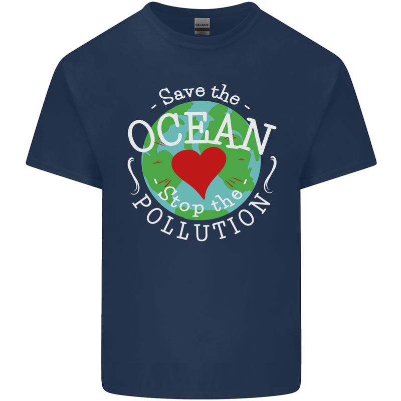 Environment Save the Ocean Stop Pollution Mens Cotton T-Shirt Tee Top Navy Blue