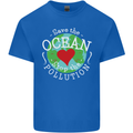 Environment Save the Ocean Stop Pollution Mens Cotton T-Shirt Tee Top Royal Blue