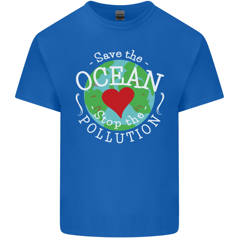 Environment Save the Ocean Stop Pollution Mens Cotton T-Shirt Tee Top Royal Blue