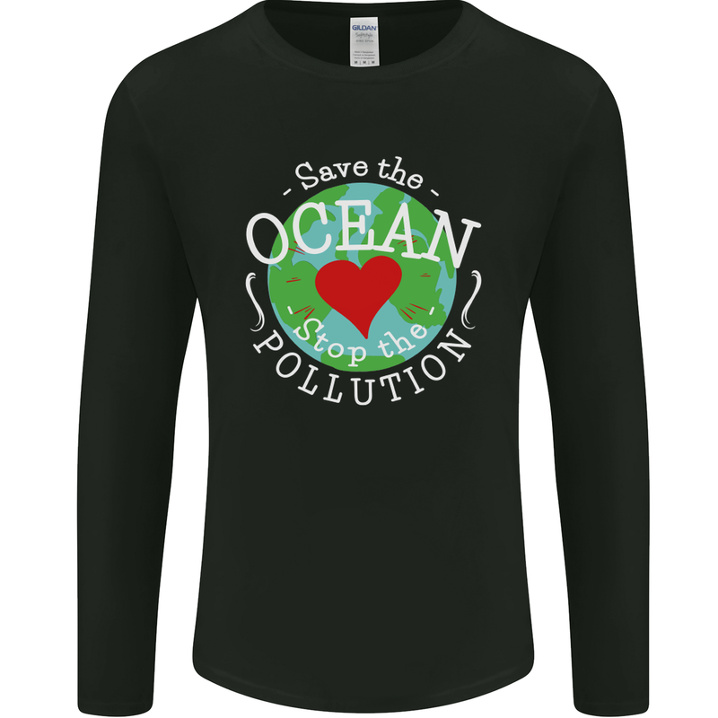 Environment Save the Ocean Stop Pollution Mens Long Sleeve T-Shirt Black