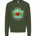 Environment Save the Ocean Stop Pollution Mens Sweatshirt Jumper Forest Green