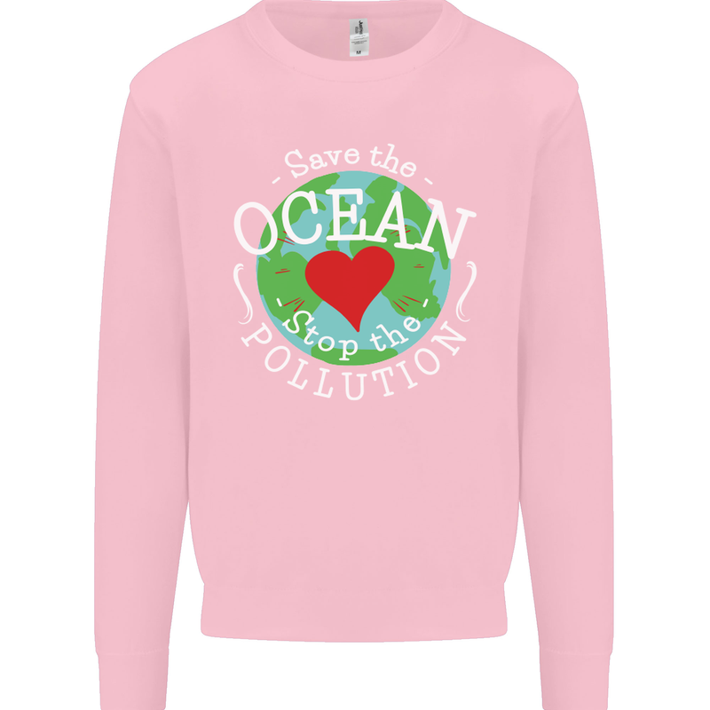 Environment Save the Ocean Stop Pollution Mens Sweatshirt Jumper Light Pink