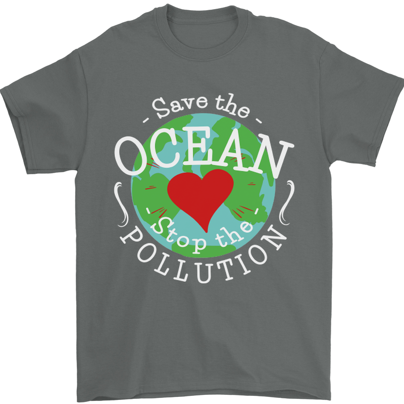 Environment Save the Ocean Stop Pollution Mens T-Shirt Cotton Gildan Charcoal