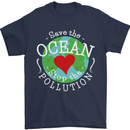 Environment Save the Ocean Stop Pollution Mens T-Shirt Cotton Gildan Navy Blue