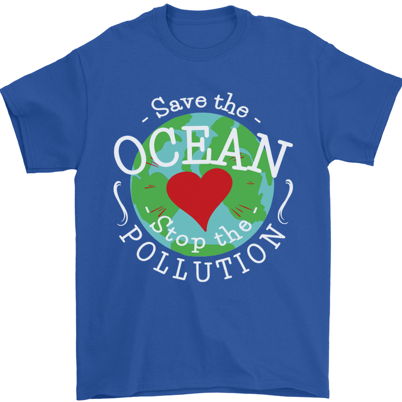 Environment Save the Ocean Stop Pollution Mens T-Shirt Cotton Gildan Royal Blue