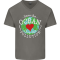 Environment Save the Ocean Stop Pollution Mens V-Neck Cotton T-Shirt Charcoal