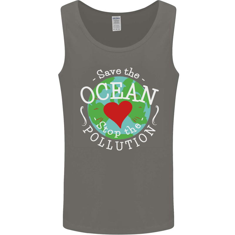 Environment Save the Ocean Stop Pollution Mens Vest Tank Top Charcoal
