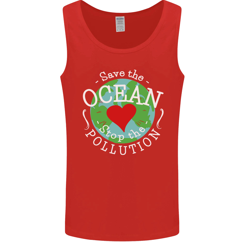 Environment Save the Ocean Stop Pollution Mens Vest Tank Top Red