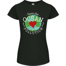 Environment Save the Ocean Stop Pollution Womens Petite Cut T-Shirt Black