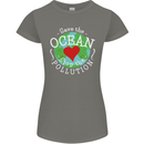 Environment Save the Ocean Stop Pollution Womens Petite Cut T-Shirt Charcoal
