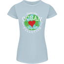 Environment Save the Ocean Stop Pollution Womens Petite Cut T-Shirt Light Blue