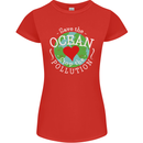 Environment Save the Ocean Stop Pollution Womens Petite Cut T-Shirt Red