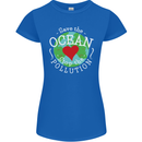 Environment Save the Ocean Stop Pollution Womens Petite Cut T-Shirt Royal Blue