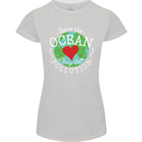 Environment Save the Ocean Stop Pollution Womens Petite Cut T-Shirt Sports Grey