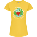 Environment Save the Ocean Stop Pollution Womens Petite Cut T-Shirt Yellow
