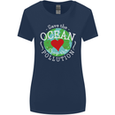 Environment Save the Ocean Stop Pollution Womens Wider Cut T-Shirt Navy Blue