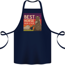 Equestrian Best Horse Mom Ever Funny Cotton Apron 100% Organic Navy Blue