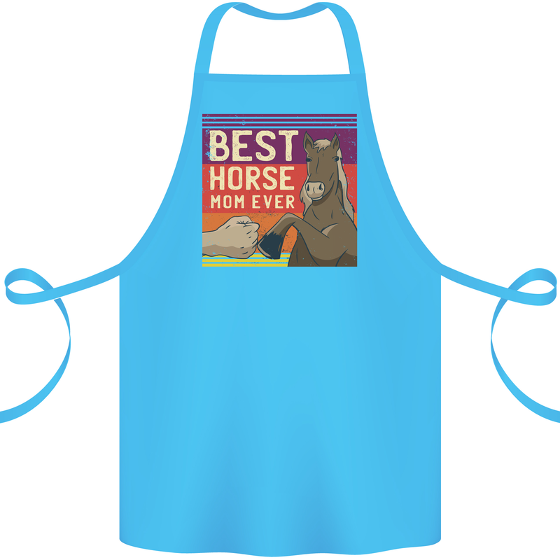 Equestrian Best Horse Mom Ever Funny Cotton Apron 100% Organic Turquoise