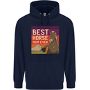 Equestrian Best Horse Mom Ever Funny Mens 80% Cotton Hoodie Navy Blue