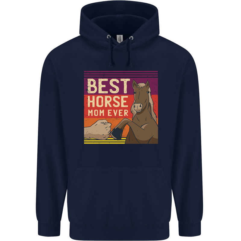 Equestrian Best Horse Mom Ever Funny Mens 80% Cotton Hoodie Navy Blue