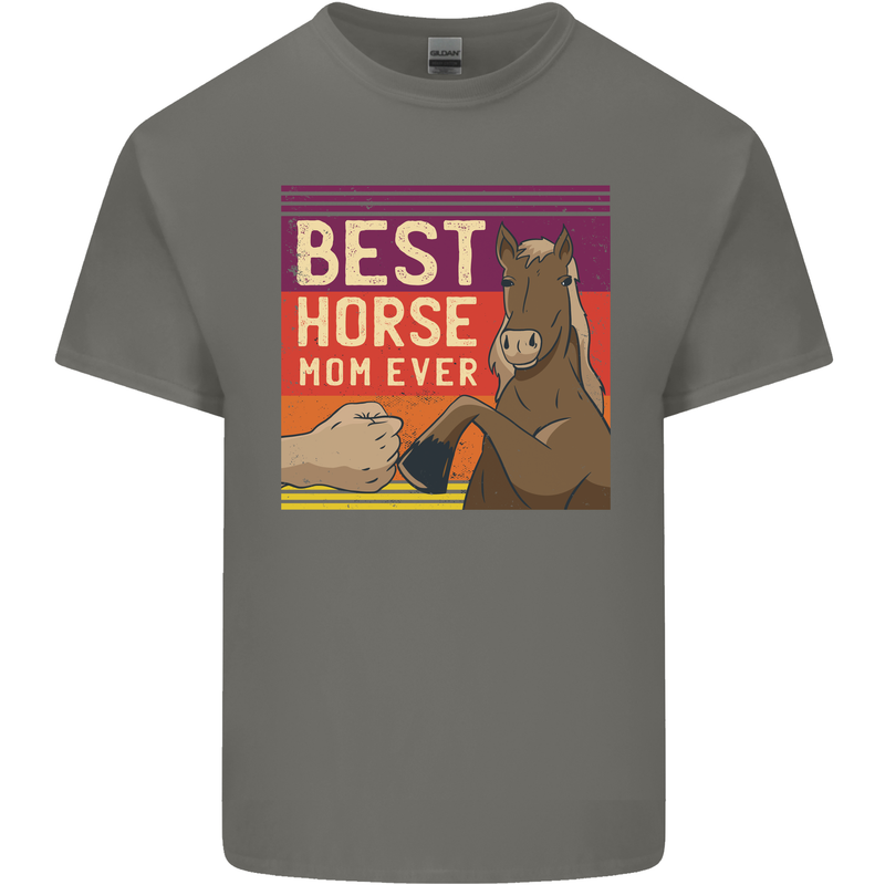 Equestrian Best Horse Mom Ever Funny Mens Cotton T-Shirt Tee Top Charcoal
