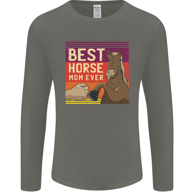 Equestrian Best Horse Mom Ever Funny Mens Long Sleeve T-Shirt Charcoal