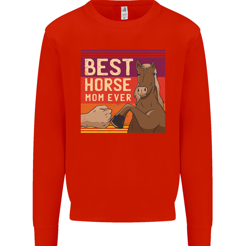 Equestrian Best Horse Mom Ever Funny Mens Sweatshirt Jumper Bright Red