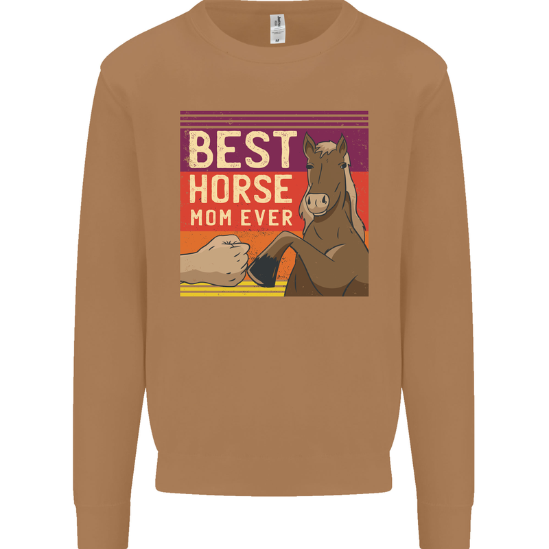 Equestrian Best Horse Mom Ever Funny Mens Sweatshirt Jumper Caramel Latte
