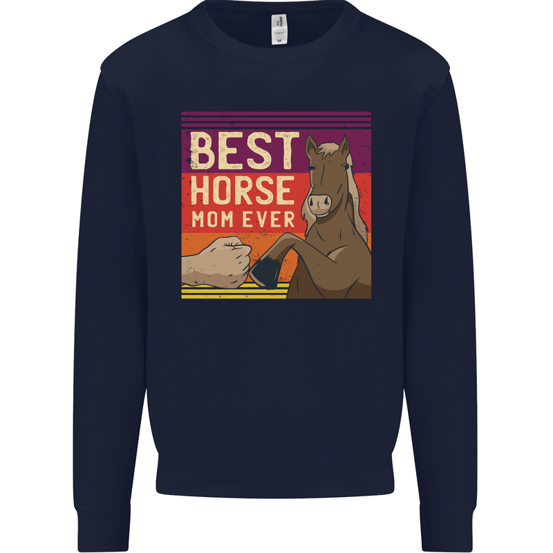 Equestrian Best Horse Mom Ever Funny Mens Sweatshirt Jumper Navy Blue