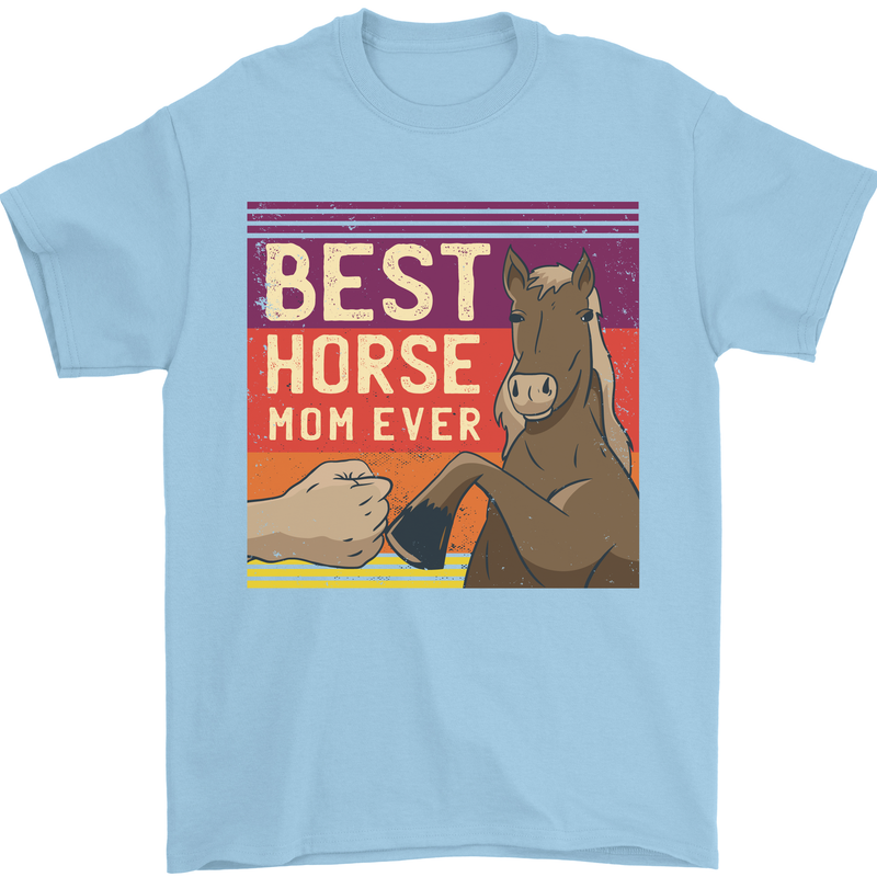Equestrian Best Horse Mom Ever Funny Mens T-Shirt Cotton Gildan Light Blue