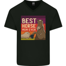 Equestrian Best Horse Mom Ever Funny Mens V-Neck Cotton T-Shirt Black