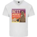 Equestrian Best Horse Mom Ever Funny Mens V-Neck Cotton T-Shirt White